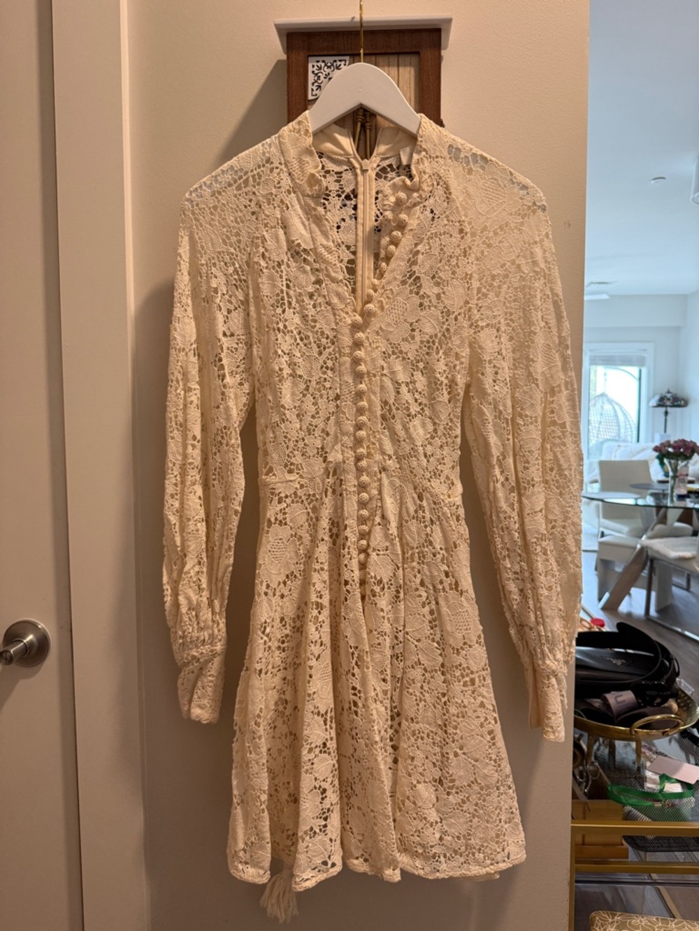 Zimmermann Cream Crochet Lace Midi Dress